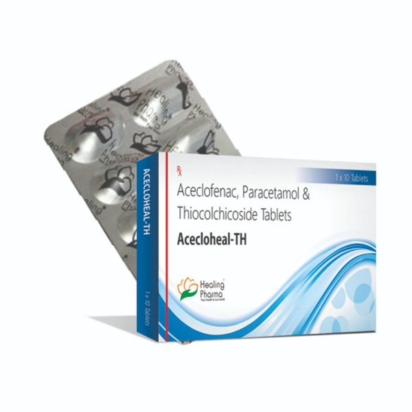 Aceclofenac 100mg + Paracetamol 325mg + Thiocolchicoside 4mg (Acecloheal TH) – 10 Tablets