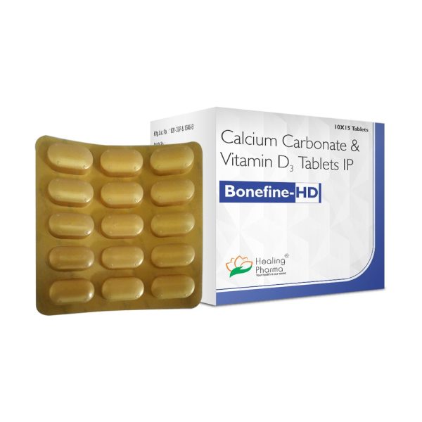 Calcium with Vitamin D3 Tablets (Bonefine HD) – 15 Tablets